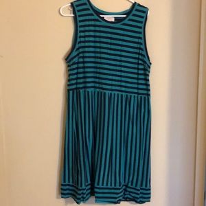 Worn twice. Teal and Navy stripes.